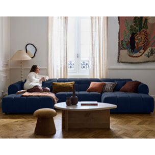 Ray - canapé panoramique en U 7 places en tissu texturé - Bleu