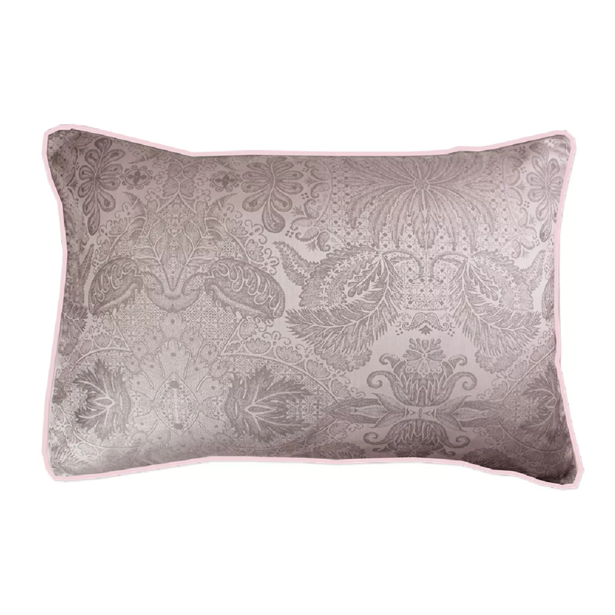 Taie d'oreiller satin de coton motif jacquard rose Isaphire diamant rose