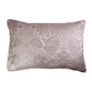 Taie d'oreiller satin de coton motif jacquard rose Isaphire diamant rose