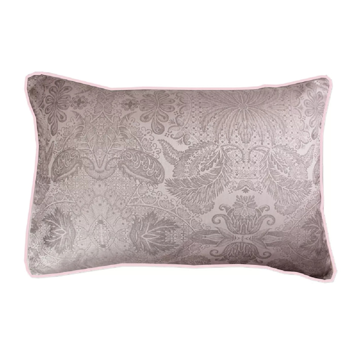 Taie d'oreiller satin de coton motif jacquard rose Isaphire diamant rose