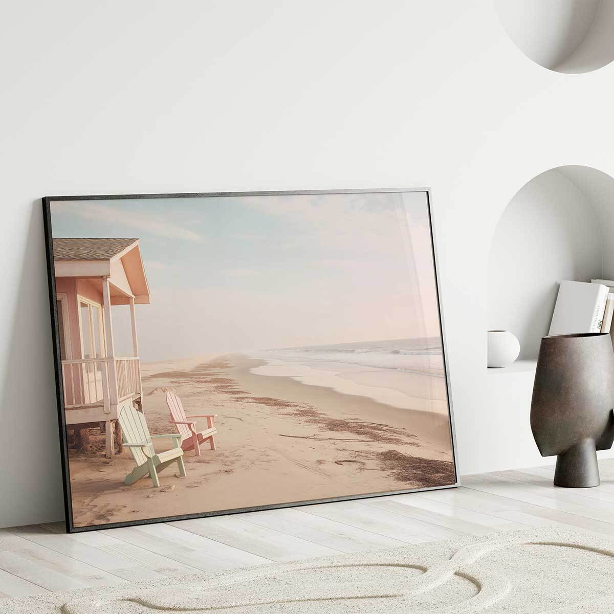 Affiche encadrée côte pacifique Affiche + cadre en bois - Noir