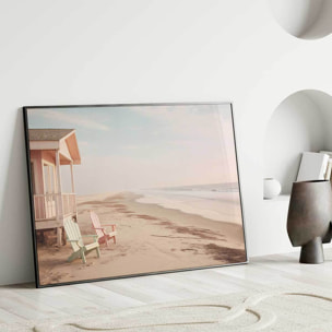 Affiche encadrée côte pacifique Affiche + cadre en bois - Noir