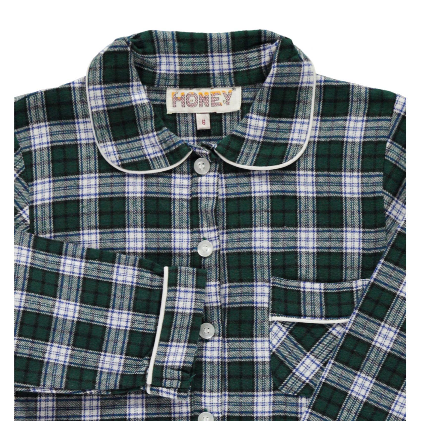 Camicia da notte HONEY flanella scozzese verde