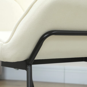 Butaca de Salón Moderna Sillón Lectura con Asiento Ancho y Acolchado Tapizado en Terciopelo Patas de Metal Sillón para Salón Sala de Estar Dormitorio Crema