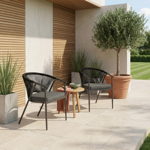 Fauteuil de jardin empilable acier et cordes (lot de 2) LIORA