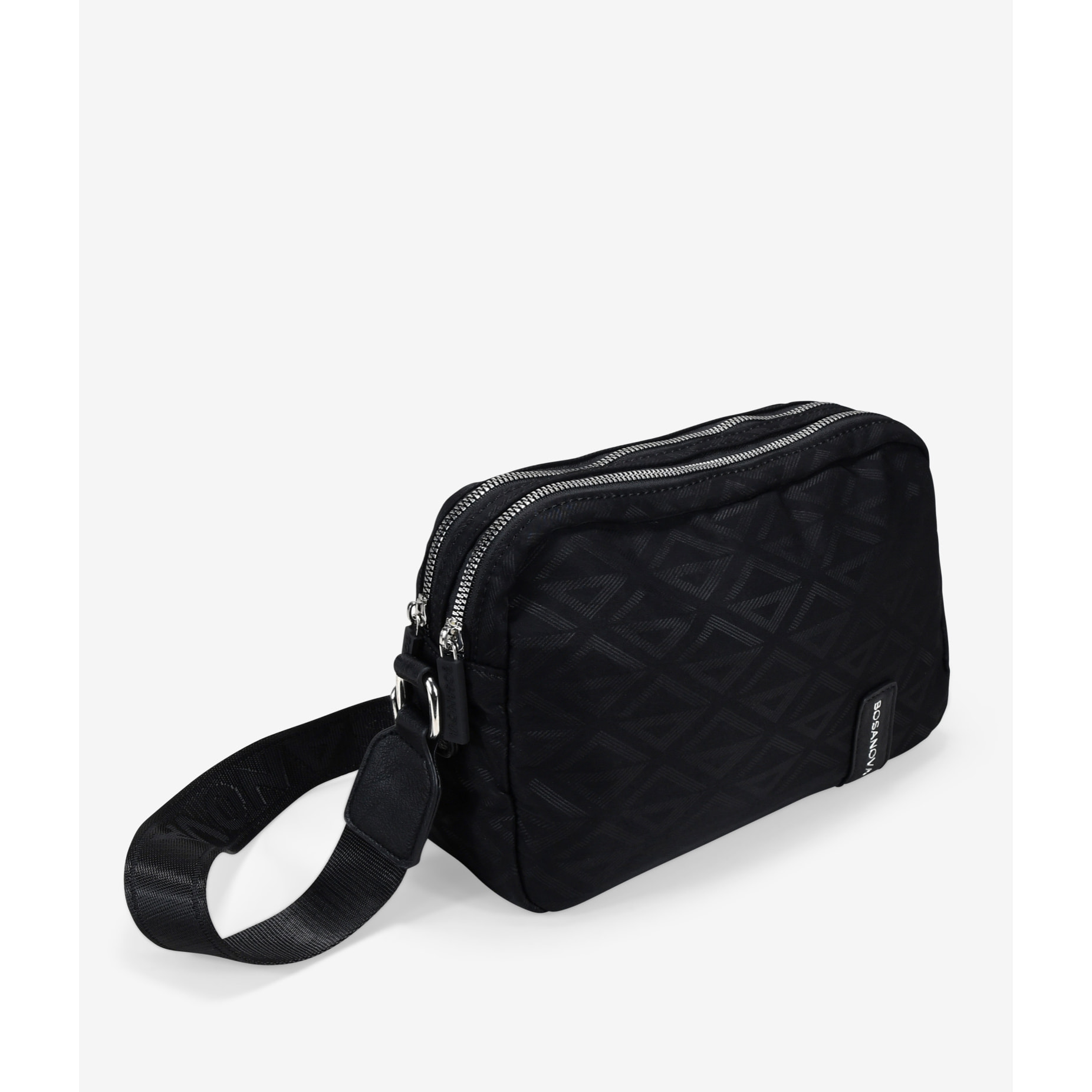 Bolso bandolera negro con doble cremallera