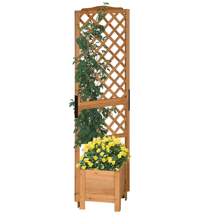 Jardinière avec treillis - bac à fleurs - jardinière sur pied - dim. 54,5L x 52l x 180H cm - bois sapin pré-huilé