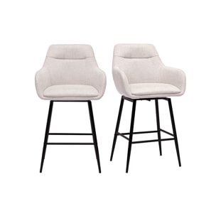 Tabourets de bar pivotants 360° en tissu effet velours texturé beige et métal H65.5 cm (lot de 2) ALESS