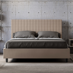 Letto matrimoniale contenitore imbottito 160x200 similpelle tortora Sunny