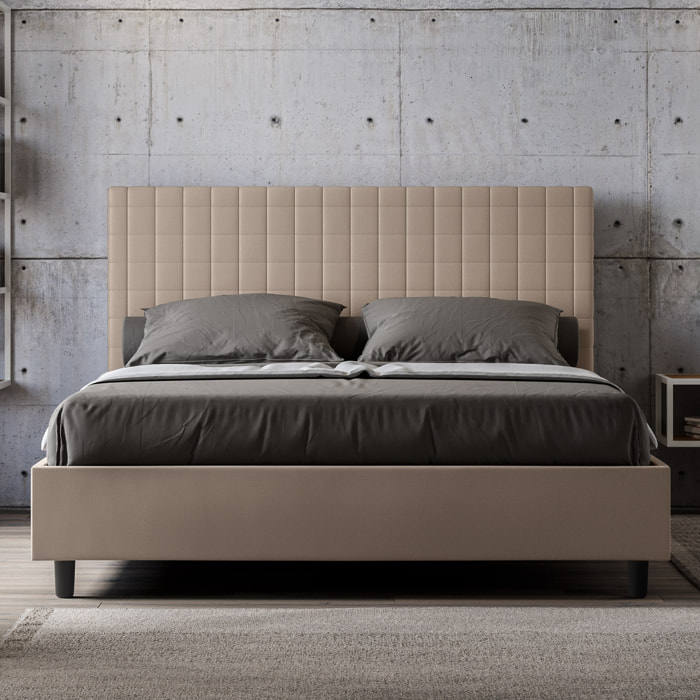 Letto matrimoniale contenitore imbottito 160x200 similpelle tortora Sunny