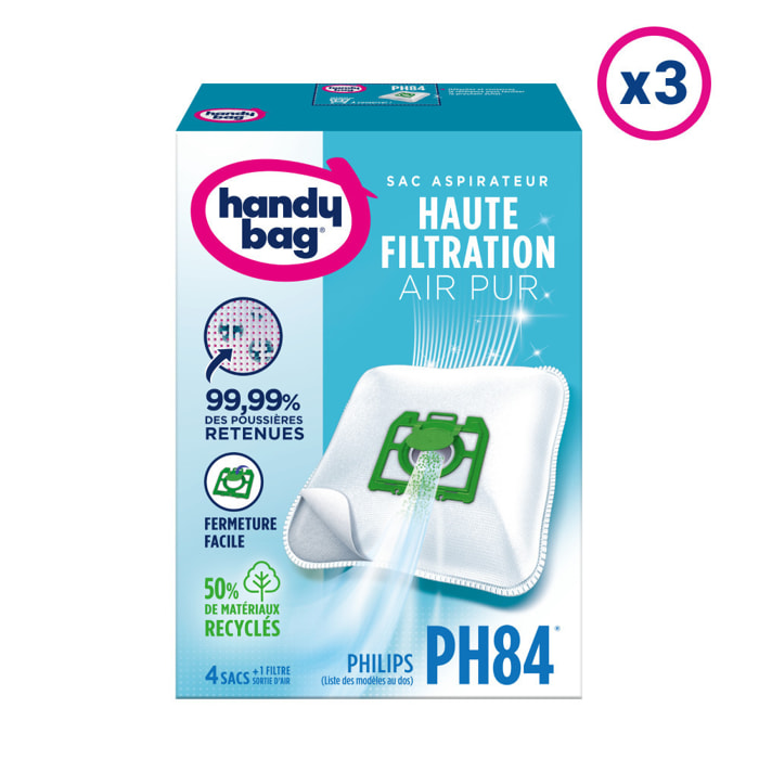 3x4 Sacs Aspirateurs + 1 Filtre Sortie D'Air À Découper - Ph84 - Philips, Lg / Goldstar