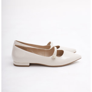 DECOLLETE' FLAT CINTURINO PANNA