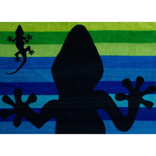 Telo Mare Spugna Jacquard Spiaggia Disegno Geko Stripe