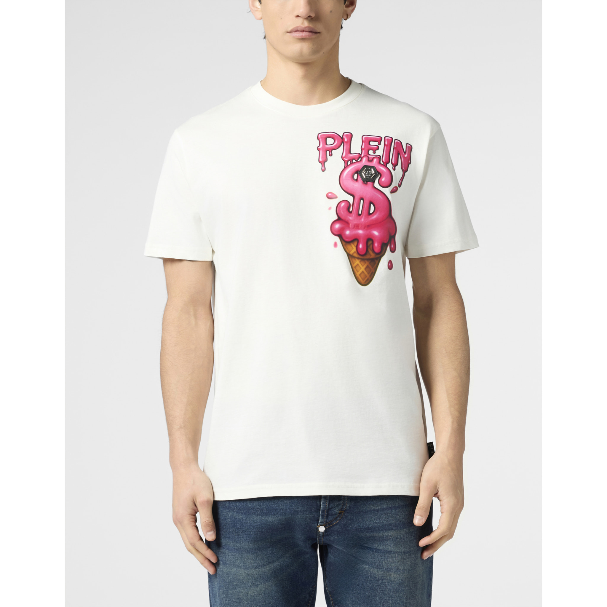 PHILIPP PLEIN Round Neck T-Shirt Ice Cream Dollar