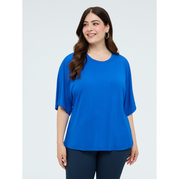 Fiorella Rubino - Camiseta de jersey con cut-out - Azul aciano