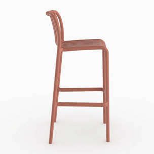 Lot de 2 chaises de bar de jardin 76 cm en plastique terracotta - Duli