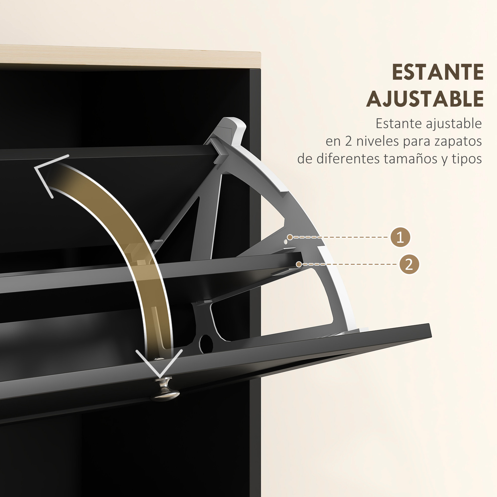 Mueble Zapatero Moderno Armario Zapatero con 3 Cajones Abatibles y Estantes Ajustables para 18 Pares de Zapatos Zapatero Estrecho para Pasillo Entrada 60x23,5x115 cm Negro