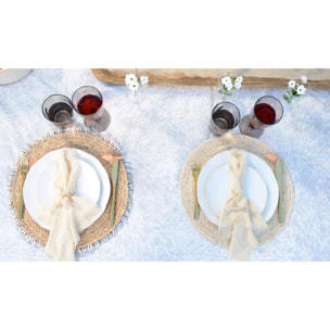 Lot de 6 DESSOUS D'ASSIETTE EN OSIER AVEC COQUILLAGES