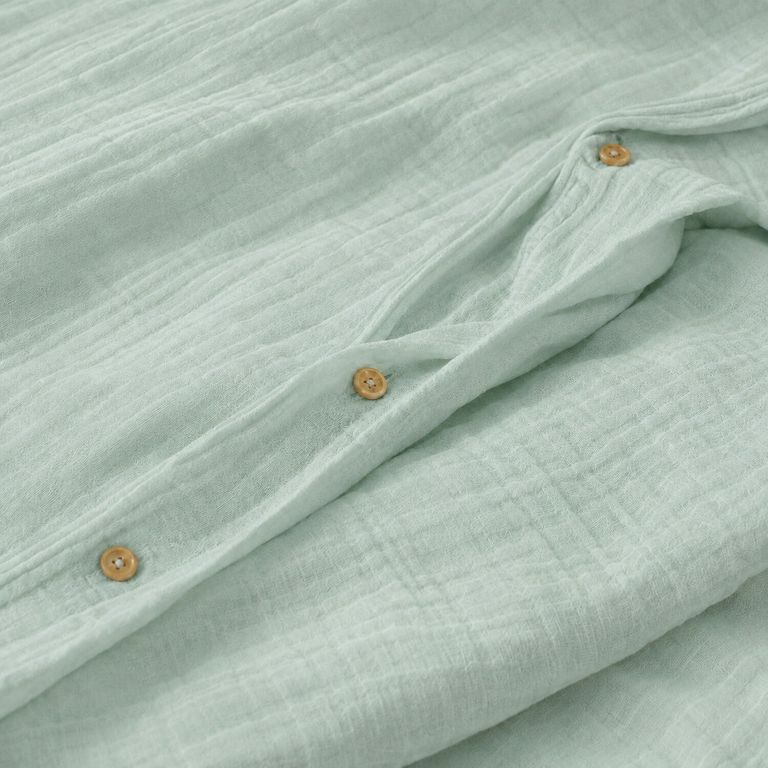 Parure housse de couette unie 100% gaze de coton - ava - vert givrée
