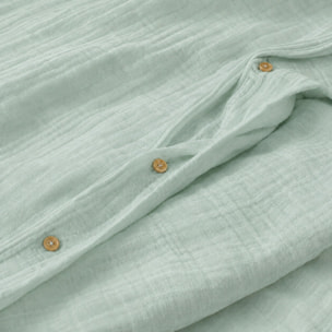Parure housse de couette unie 100% gaze de coton - ava - vert givrée