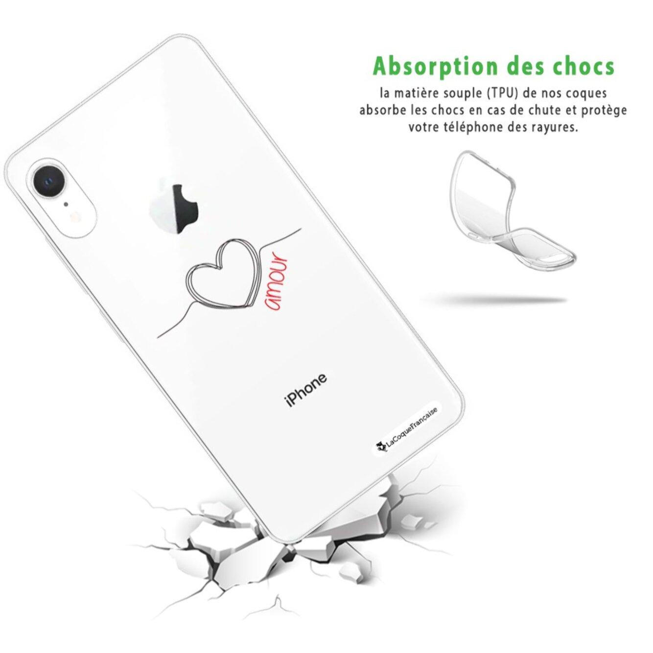 Coque iPhone Xr silicone transparente Coeur Noir Amour ultra resistant Protection housse Motif Ecriture Tendance La Coque Francaise