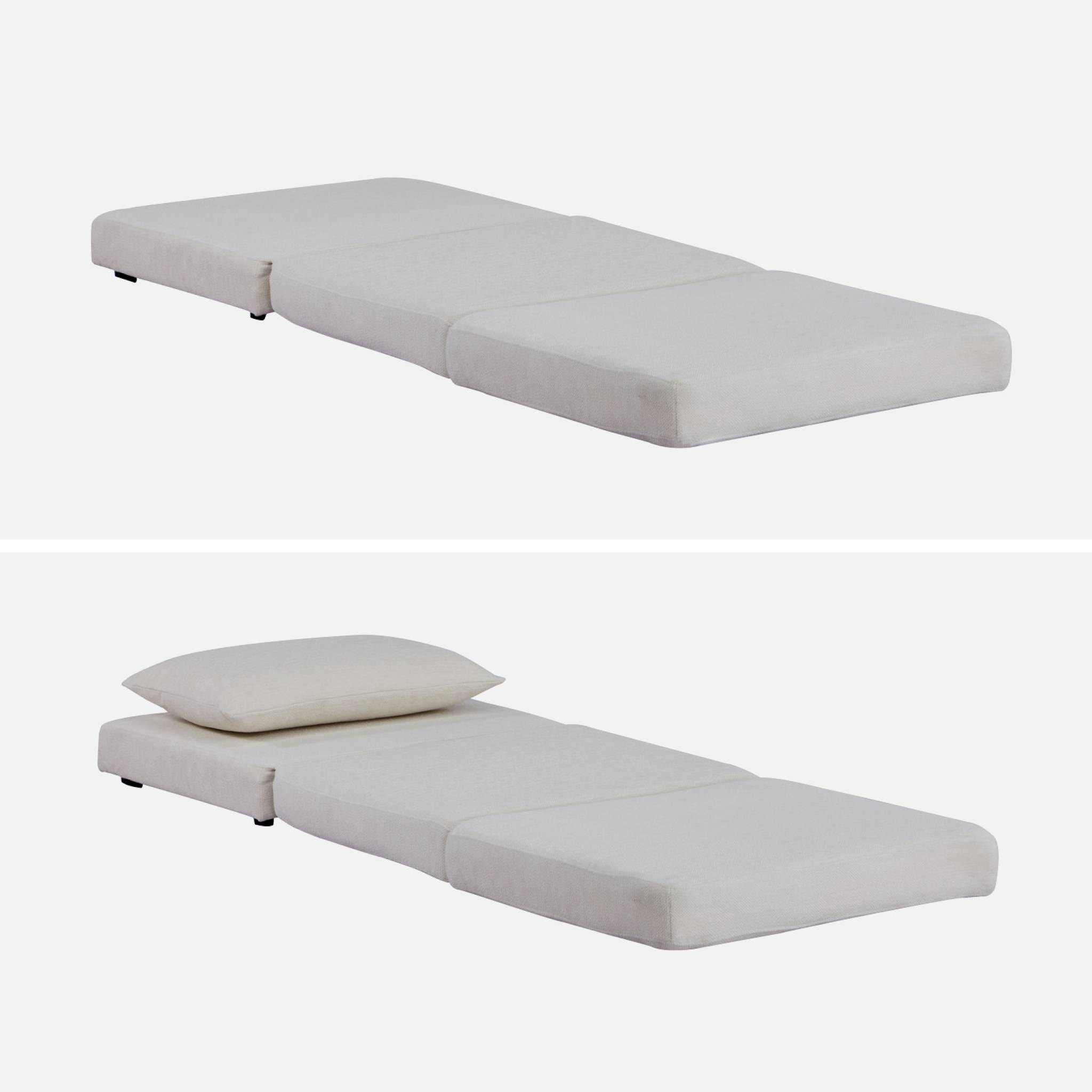 Chauffeuse matelas convertible blanc cassé tissu chenille 1 place Fold