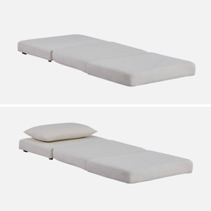 Chauffeuse matelas convertible blanc cassé tissu chenille 1 place Fold