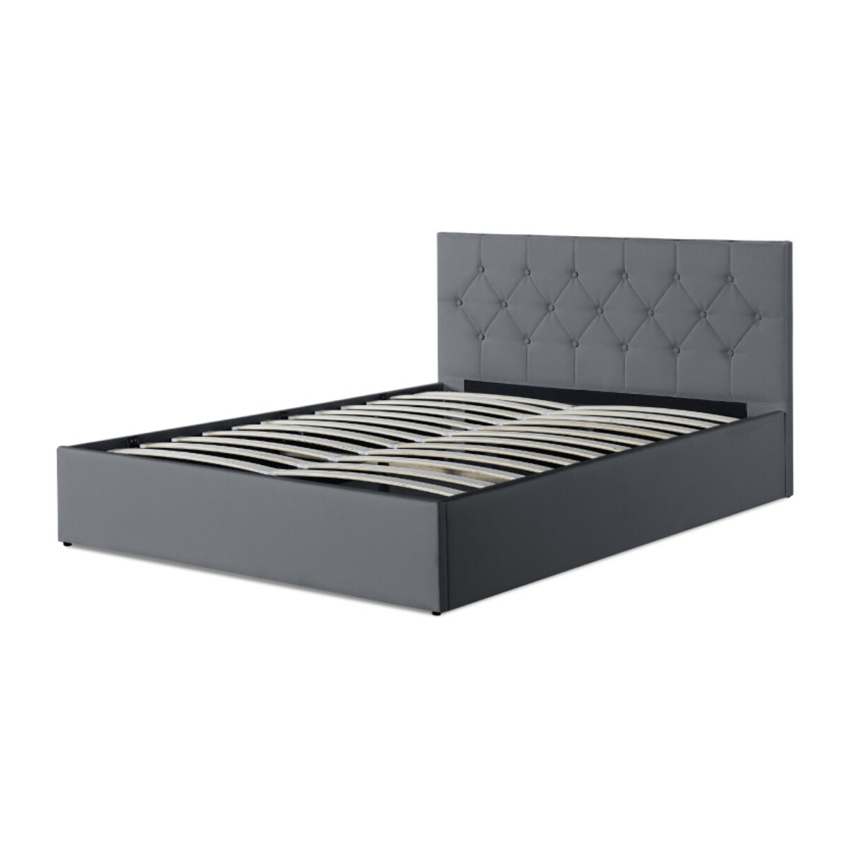 Lit coffre Hannah PVC avec sommier - Gris