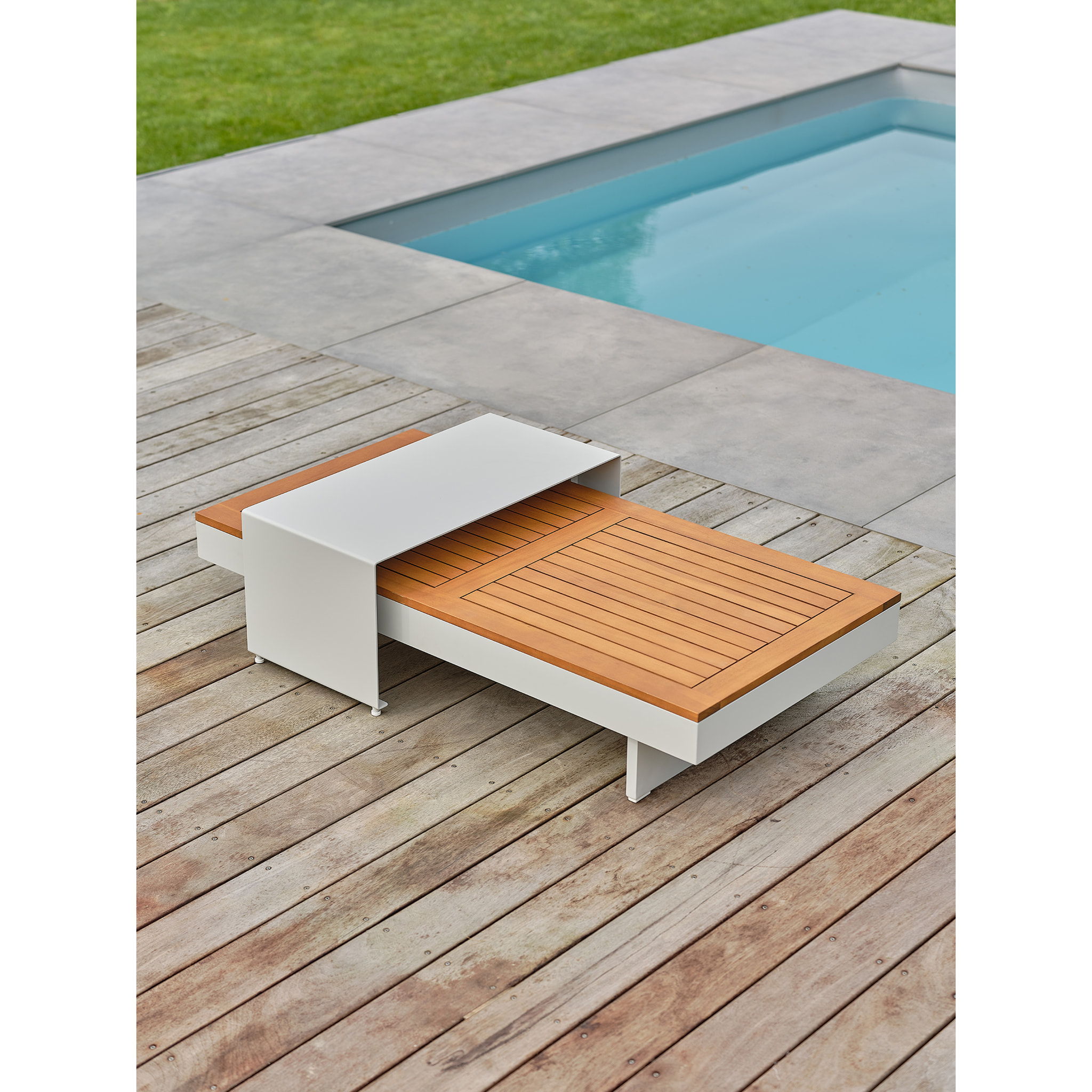 MINERA - Salon de jardin d'angle 6 places - Gris