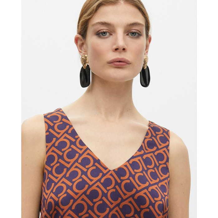 Top Scollo a V Stampato