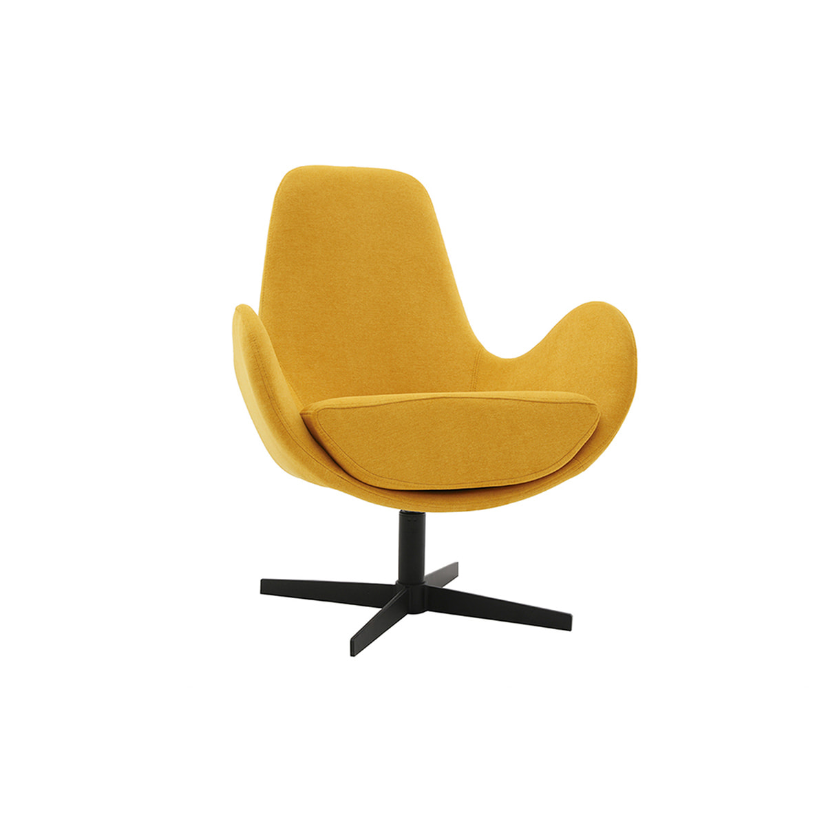 Fauteuil pivotant design en tissu effet velours jaune moutarde et métal noir ANDY