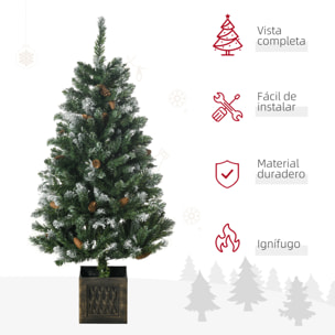 Árbol de Navidad Artificial con Maceta 120 cm Árbol de Navidad Nevado con 328 Ramas 20 Piñas y Soporte Metálico Decoración Navideña para Interiores Verde