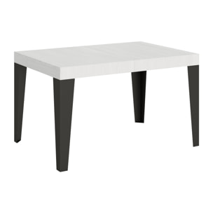 Table extensible 90x130/390 cm Flame Frêne Blanc cadre Anthracite