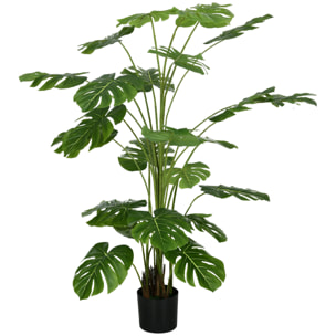 Arbre artificiel plante artificielle Monstera H. 180 cm tronc branches lichen feuilles de tortue grand réalisme pot inclus