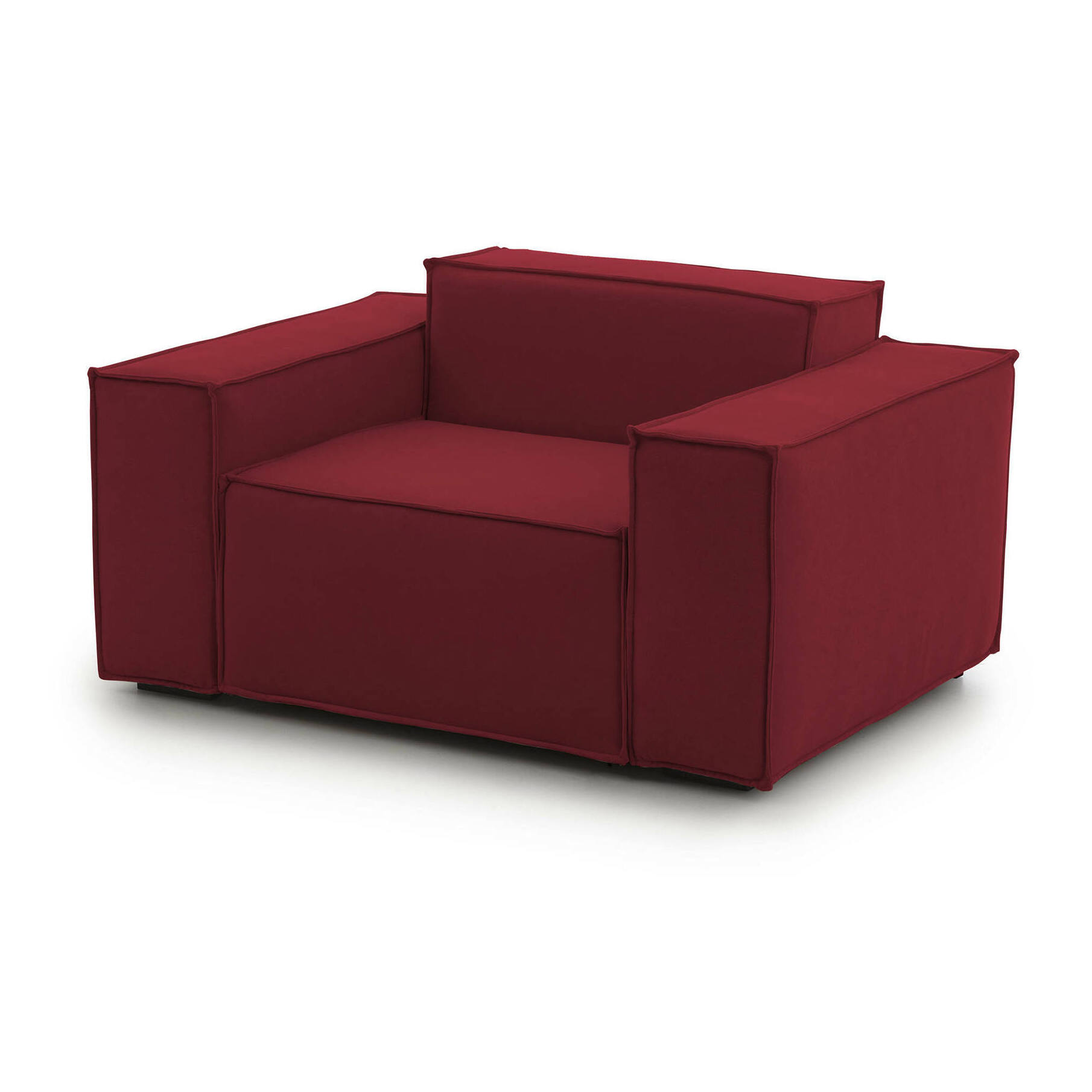 Poltrona Emanuela, Poltrona da salotto, 100% Made in Italy, Poltroncina relax in tessuto imbottito, Cm 140x95h70, Rosso