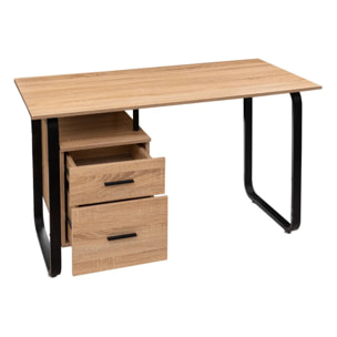 Bureau avec caisson - Effet bois noir Bava