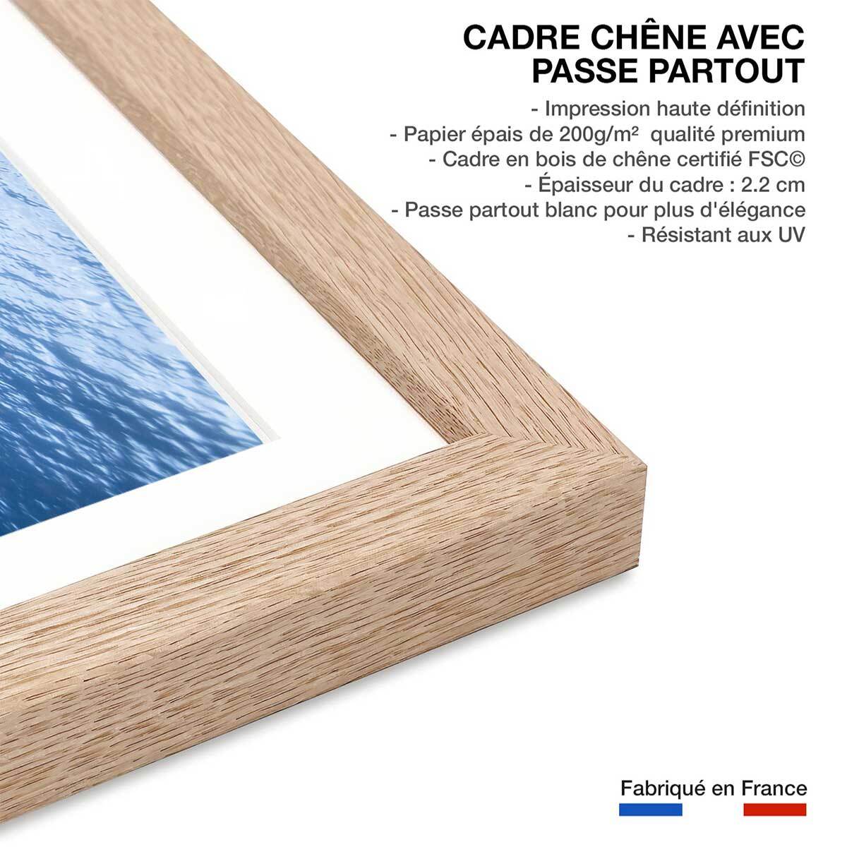 Affiche Masse bleue Affiche + cadre en bois - Chêne