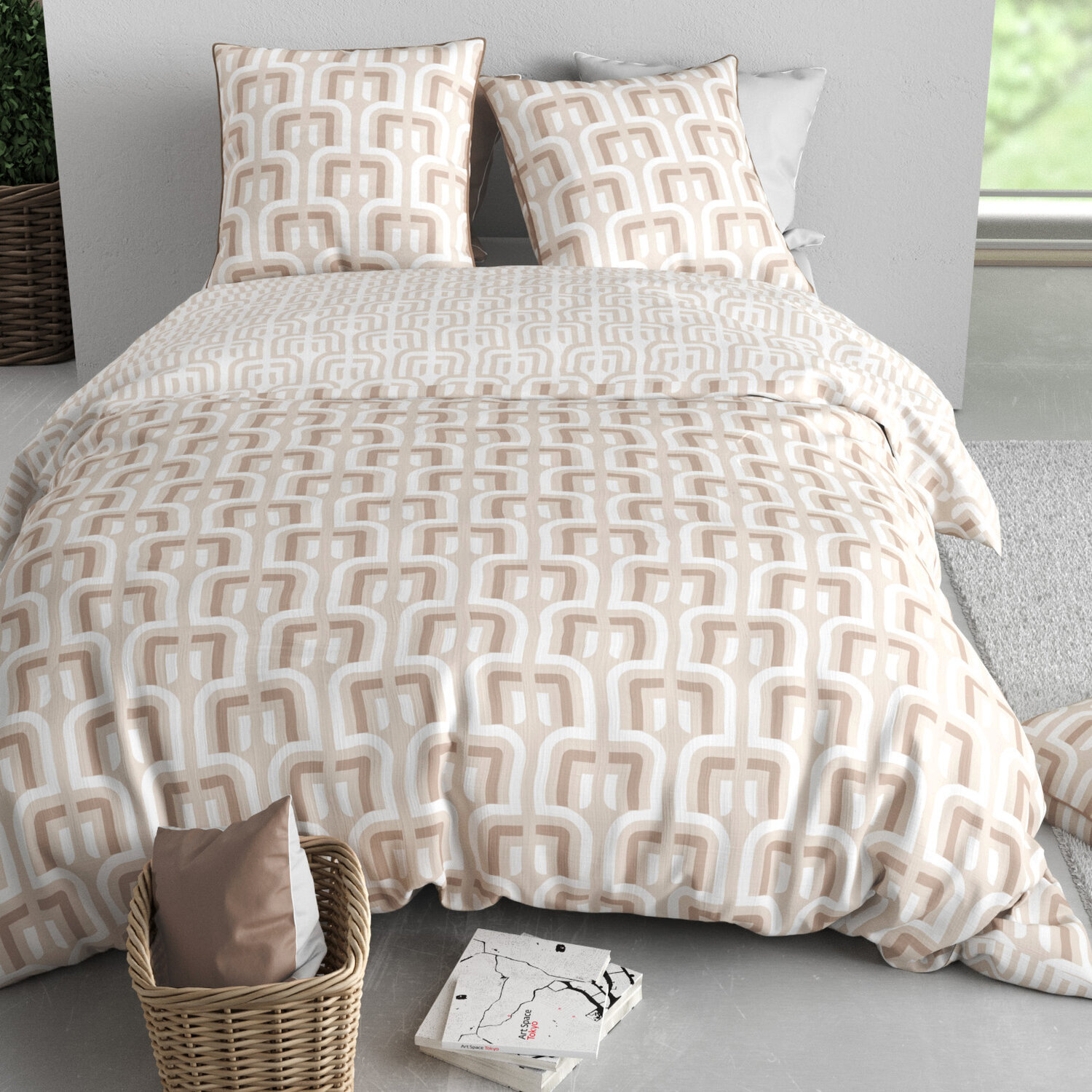 Parure housse de couette 3pcs microfibre effet pêche tara