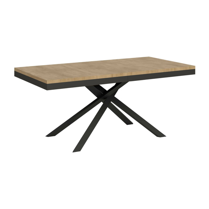 Table extensible 90x180/440 cm Karida Evolution chêne nature cadre anthracite