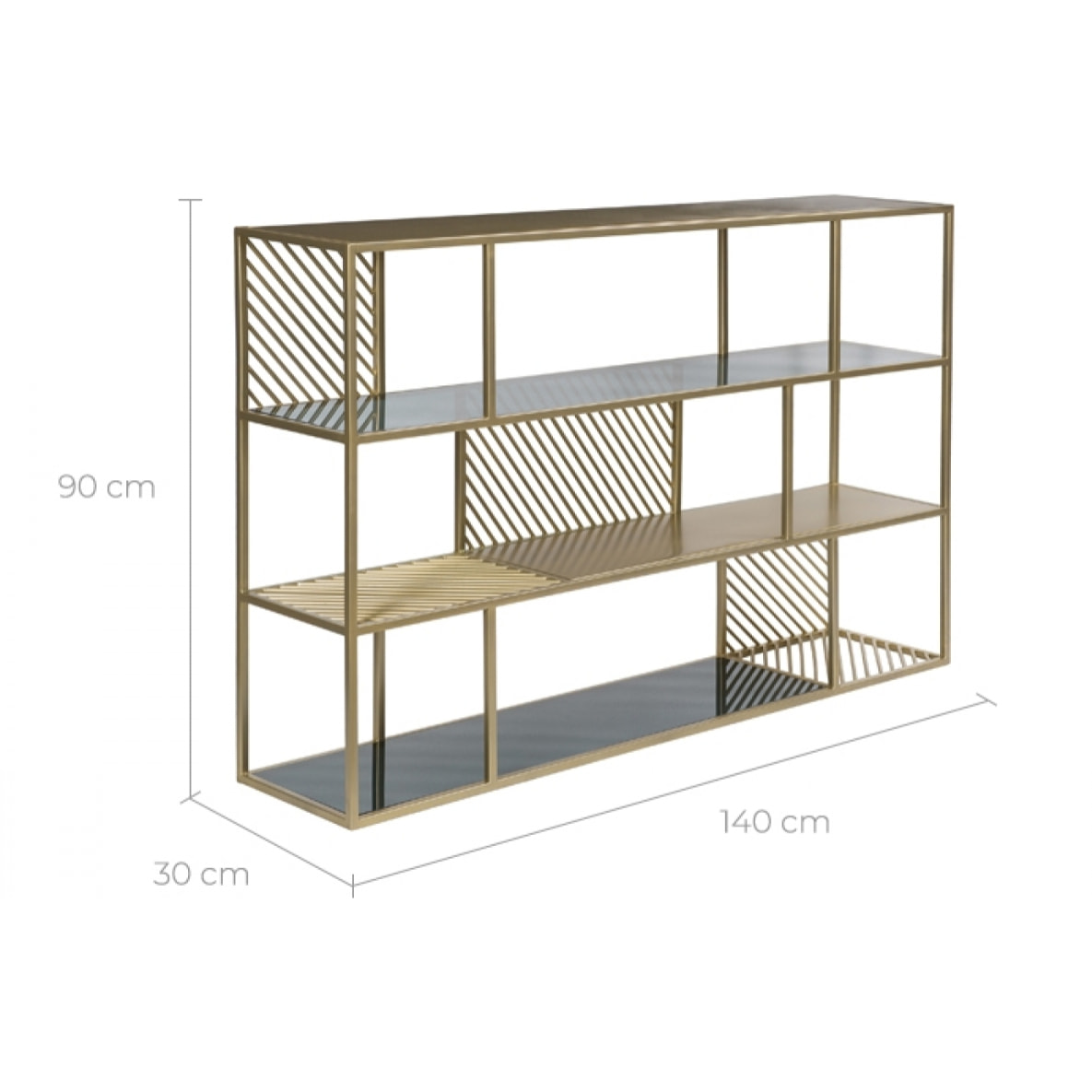 Etagère 3 niveaux en métal et verre - Camus