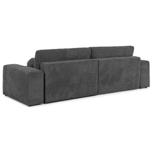 Constance - Canapé d'angle réversible 4 places convertible avec coffre en velours texturé - Gris