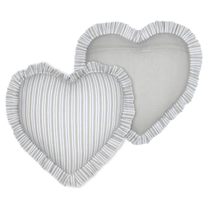Coussin décoratif romantique en forme de coeur - Gris