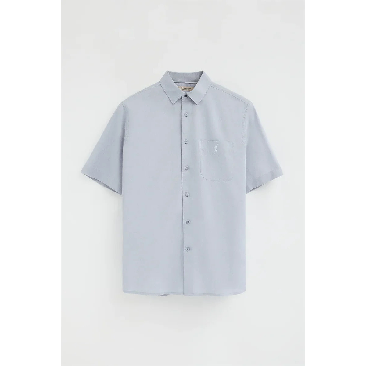 Camicia cotolino azzurra a maniche corte e regular fit con logo Rigby Go