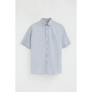 Camicia cotolino azzurra a maniche corte e regular fit con logo Rigby Go