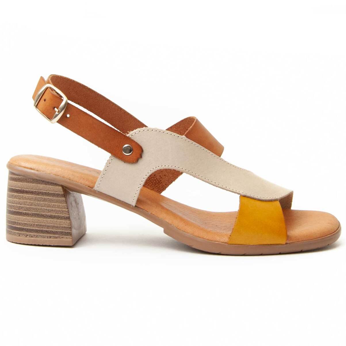 Sandalia de tacón - Marron - Altura: 5 cm