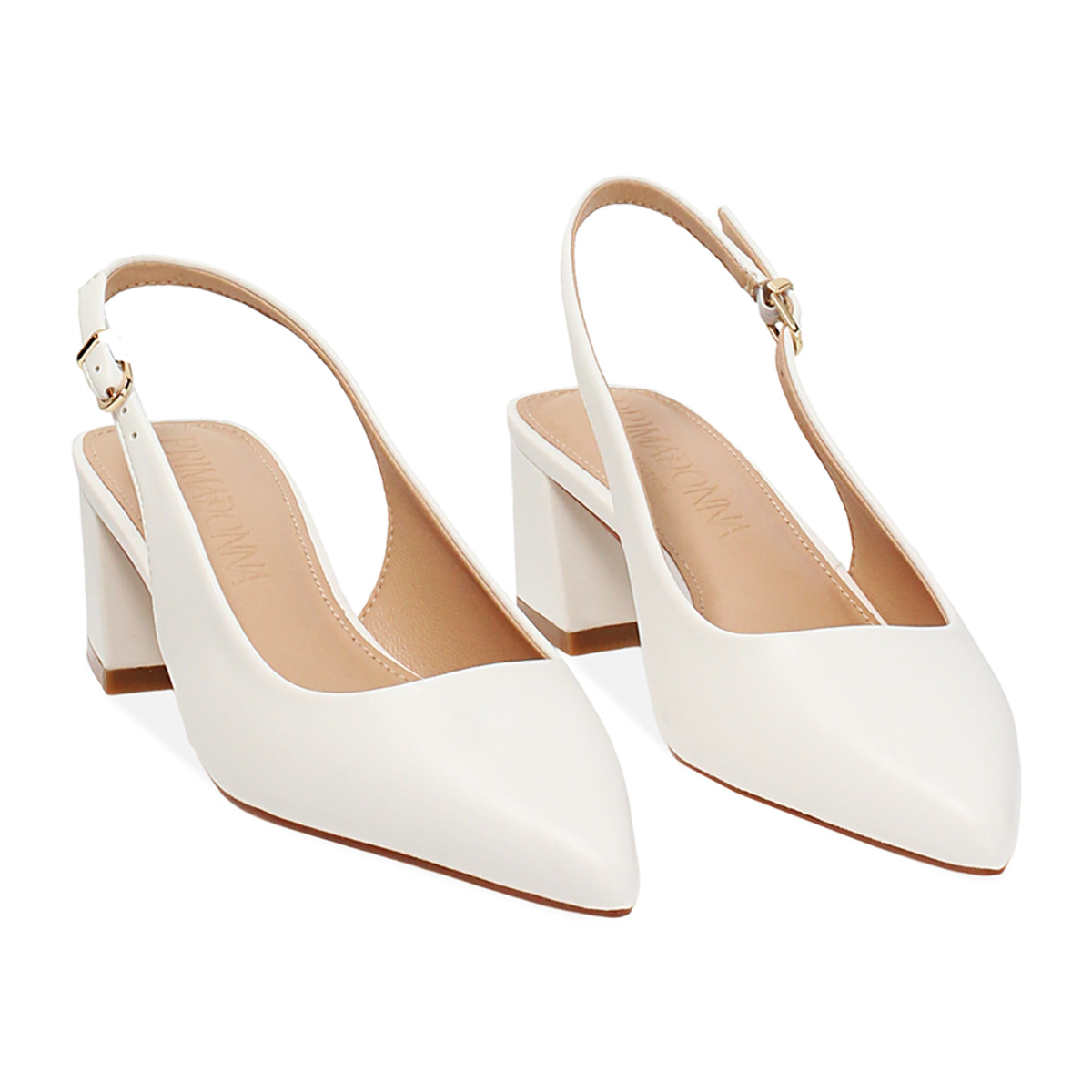 Décolleté slingback bianche tacco 4,9 cm