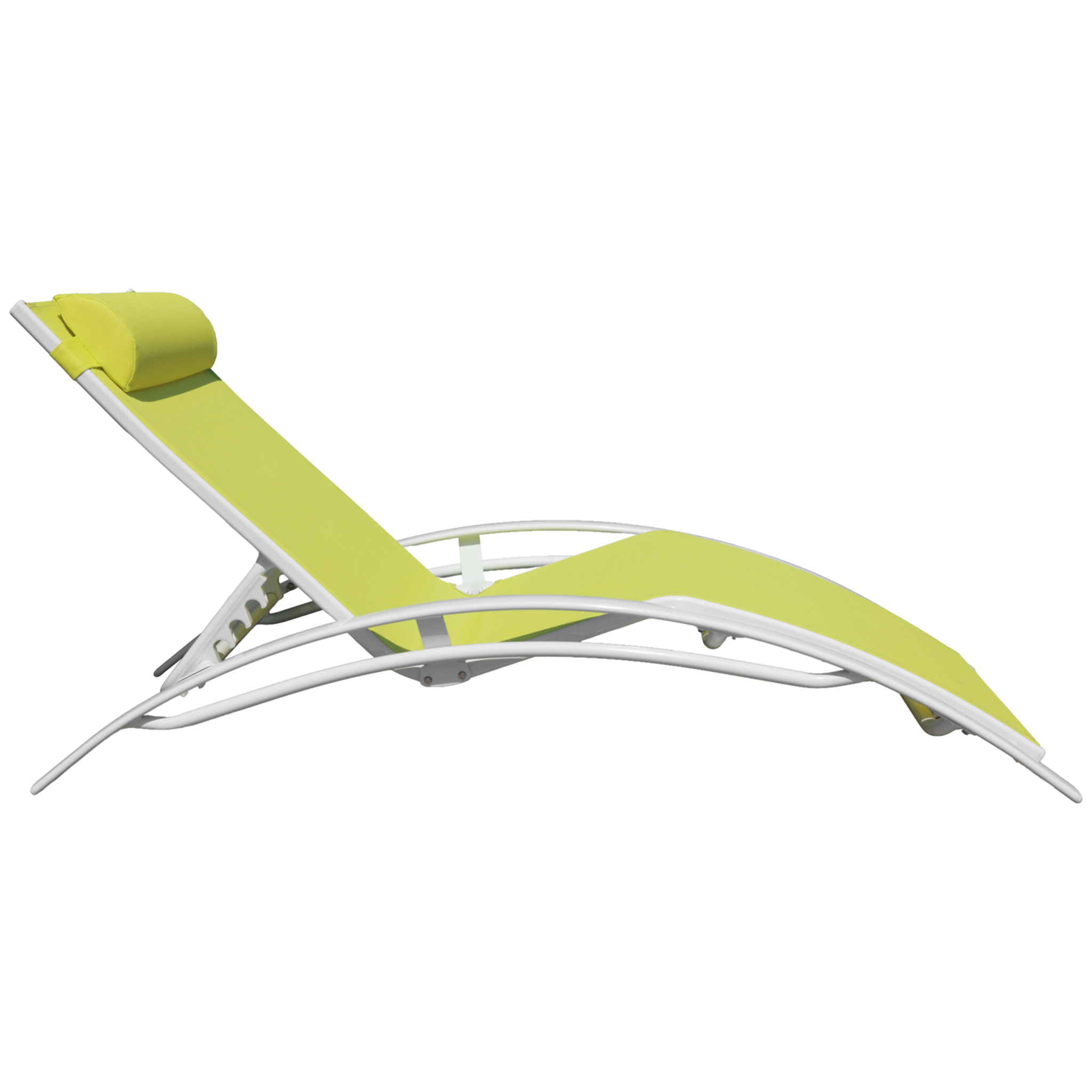 Lot de 2 transats GALAPAGOS en textilène vert - aluminium blanc