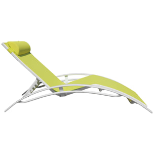 Lot de 2 transats GALAPAGOS en textilène vert - aluminium blanc