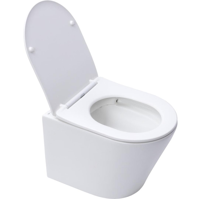 Infinitio WC suspendu sans bride fixations invisibles, Abattant frein de chute, Blanc mat SATINF010RREXPWM