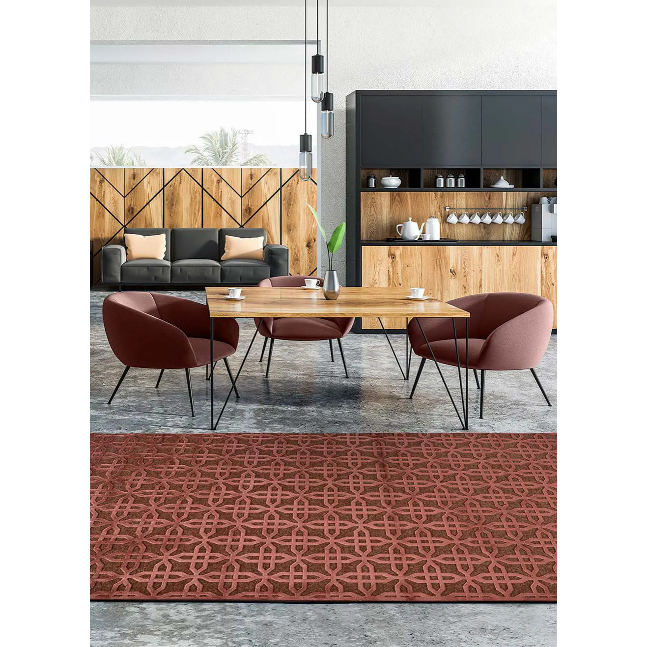 MARGOT Alfombra geométrica de pelo corto Caldera, varias medidas disponibles.